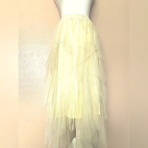 Arula Cream Yellow Chic Polkadot Ruffle Tulle Skirt.